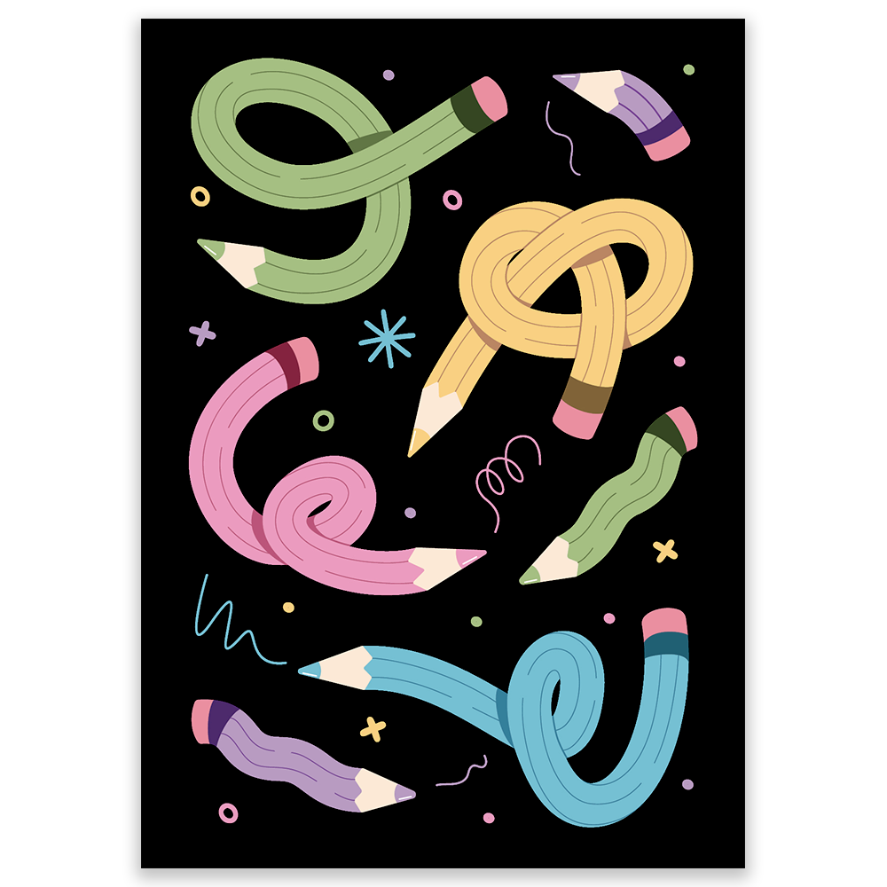 Happy Pencils Postcard