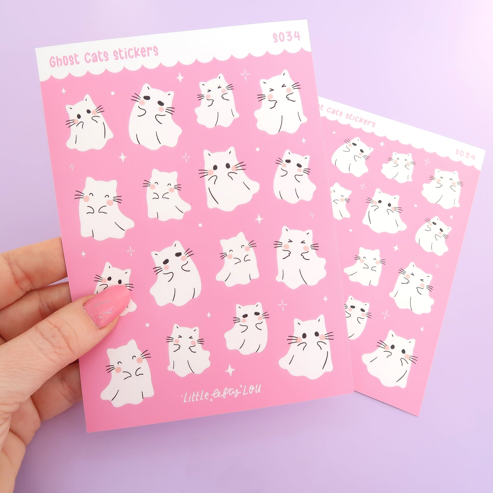Ghost Cats Stickers (S034) - Little Lefty Lou