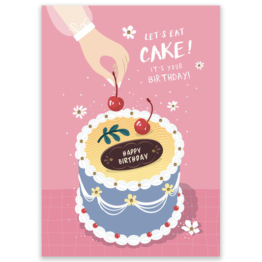 Let's Eat Cake Birthday Postcard - Little Lefty Lou