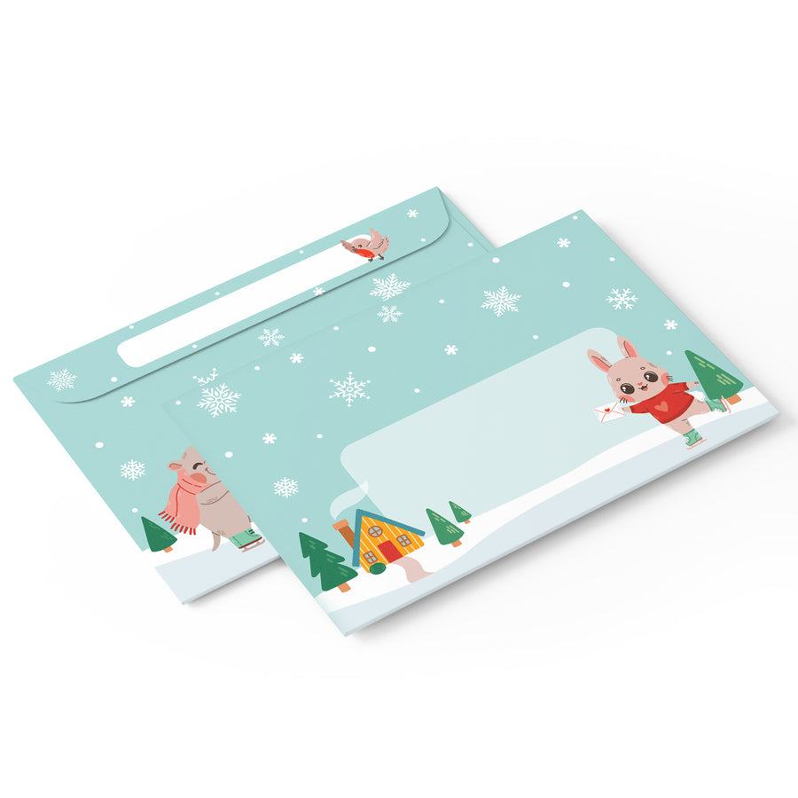 10 x Winter Ice Skating Enveloppen - Little Lefty Lou