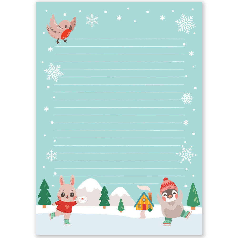 A5 Winter Ice Skating Schrijfblok - Little Lefty Lou