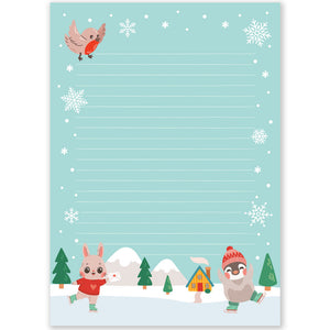 A5 Winter Ice Skating Schrijfblok - Little Lefty Lou
