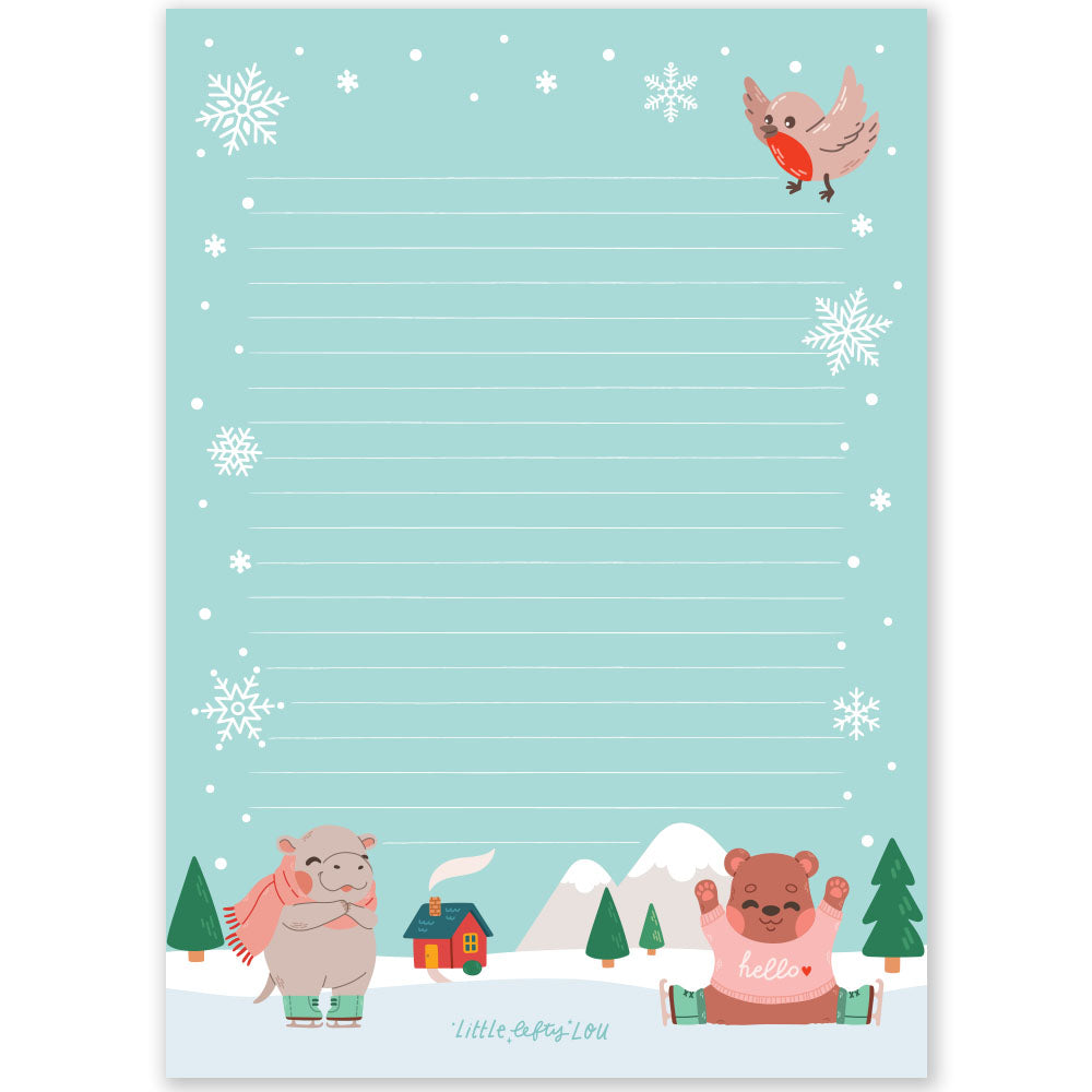 A5 Winter Ice Skating Schrijfblok - Little Lefty Lou
