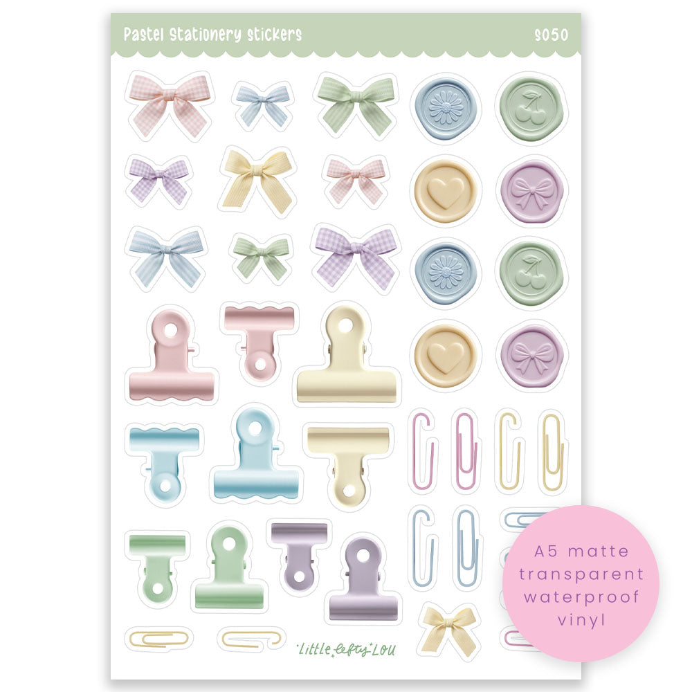 A5 Pastel Stationery Sticker Sheet (S050)
