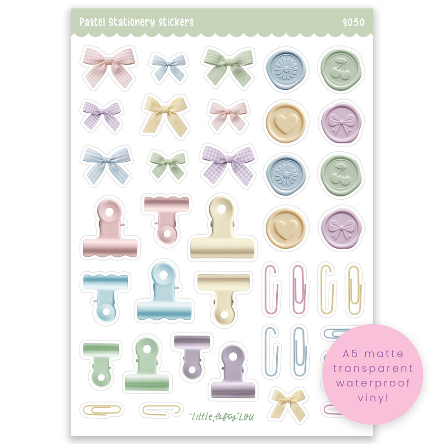 A5 Pastel Stationery Sticker Sheet (S050)