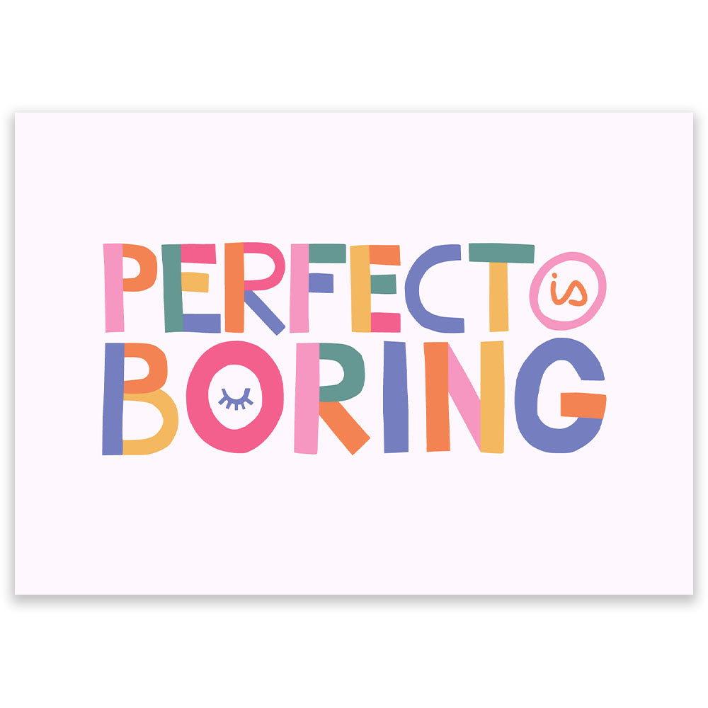 Perfect Is Boring Postcard - Little Lefty Lou