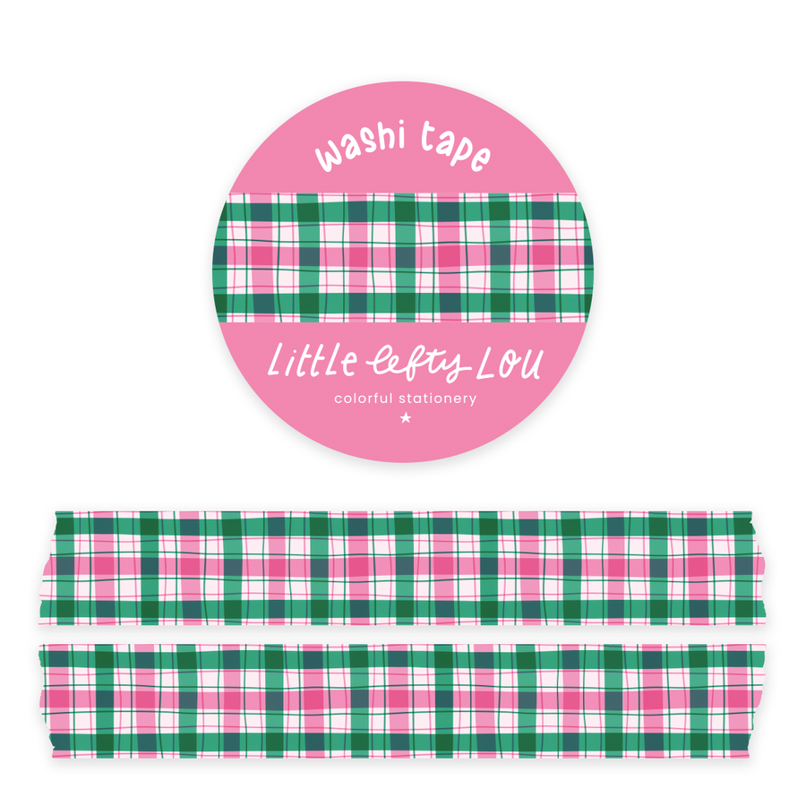 Pink & Green Plaid Washi Tape