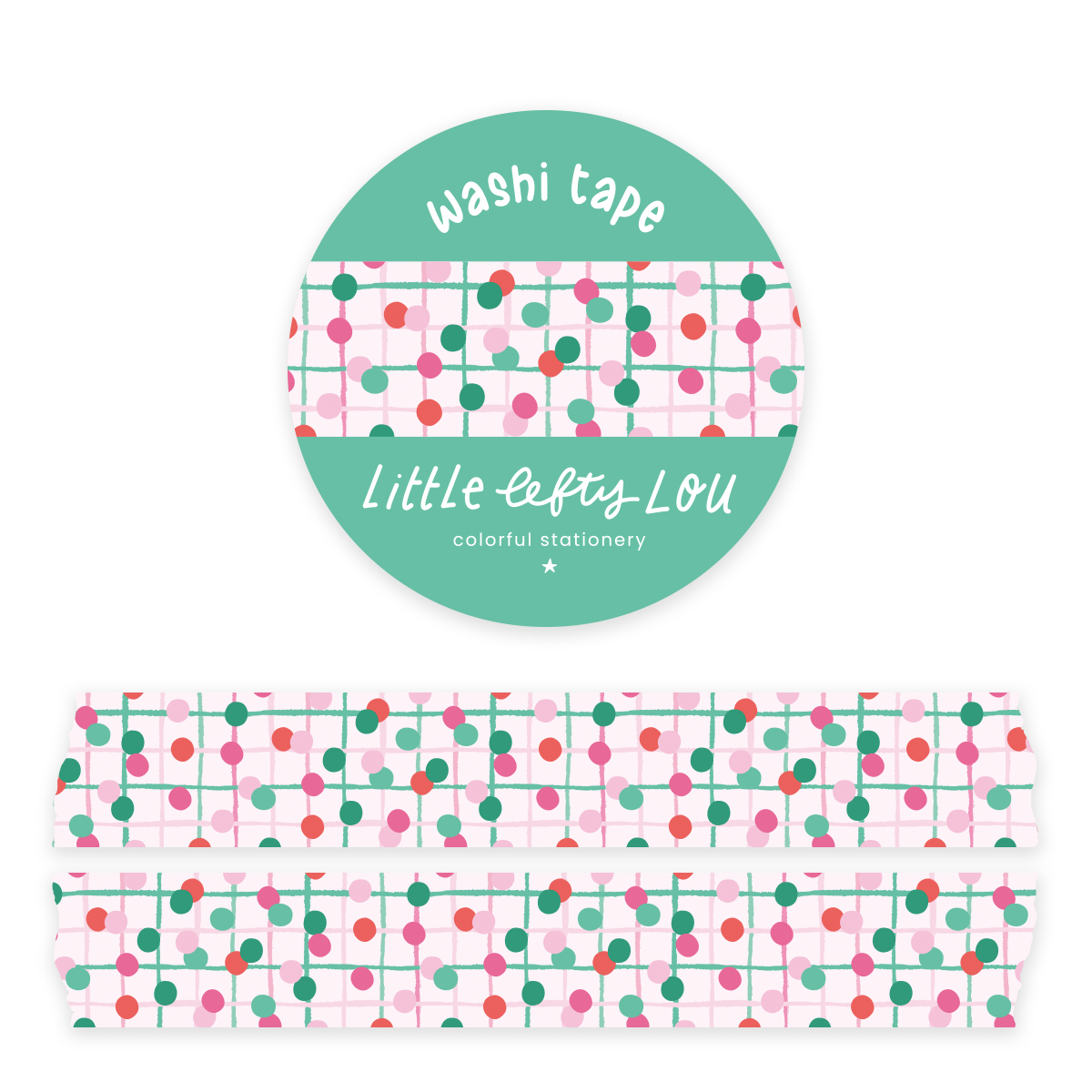 Pink & Green Christmas Confetti Washi Tape
