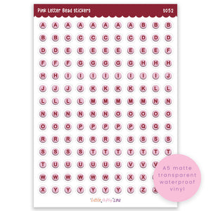 A5 Pink Letter Bead Sticker Sheet (S052)