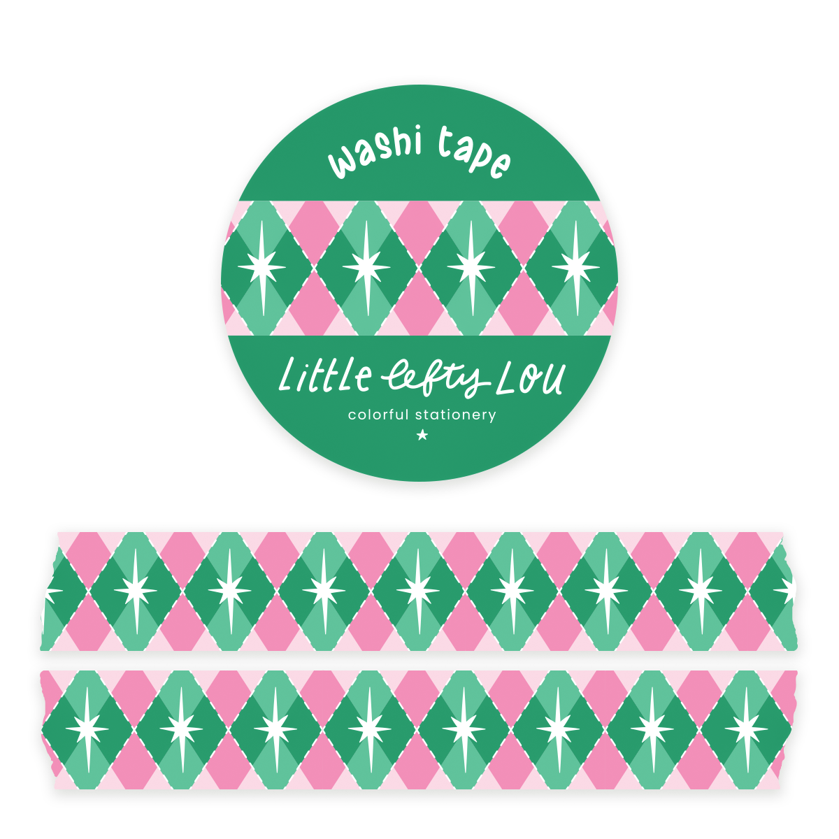 Pink & Green Harlequin Washi Tape