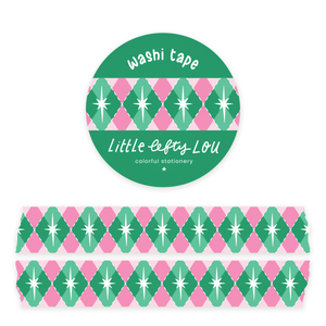 Pink & Green Harlequin Washi Tape