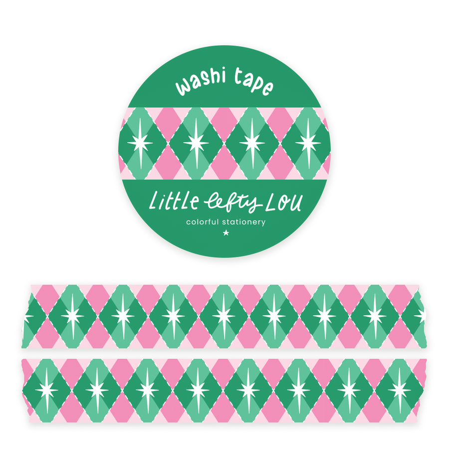Pink & Green Harlequin Washi Tape