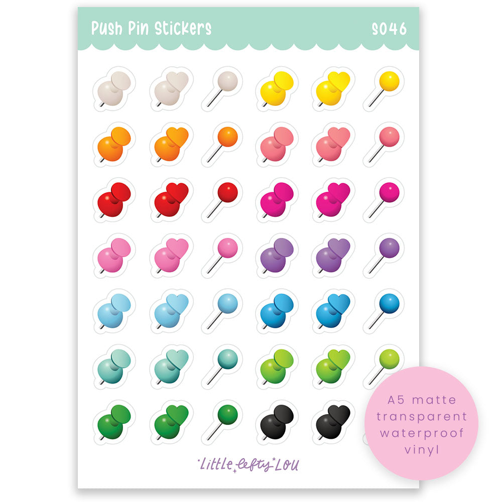 A6 Push Pin Sticker Sheet (S046)