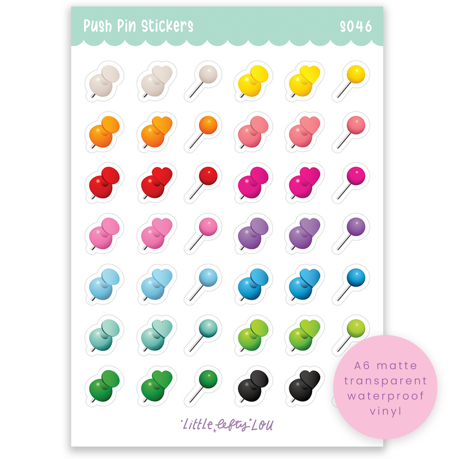 A6 Push Pin Sticker Sheet (S046)