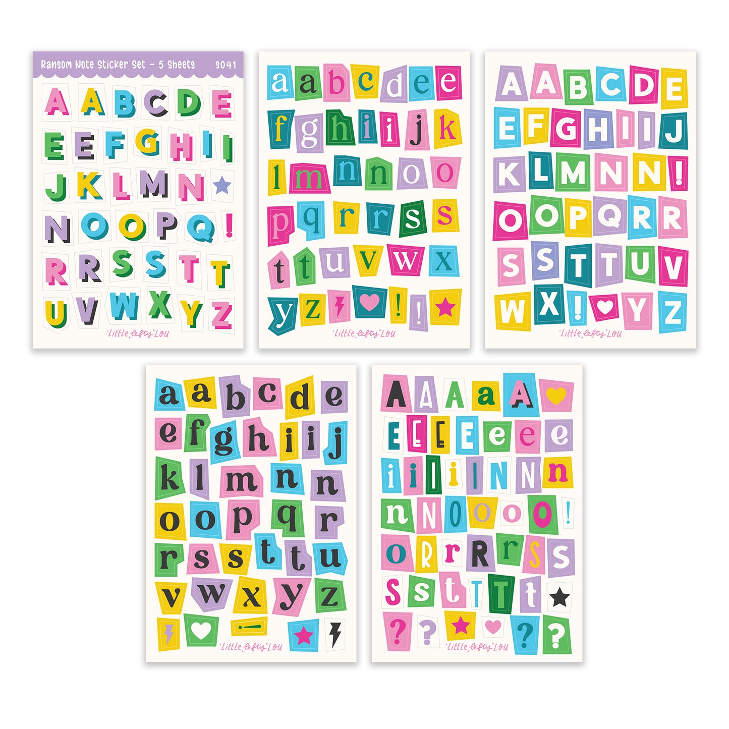 Ransom Note Sticker Set - 5 Sheets (S041) - Little Lefty Lou