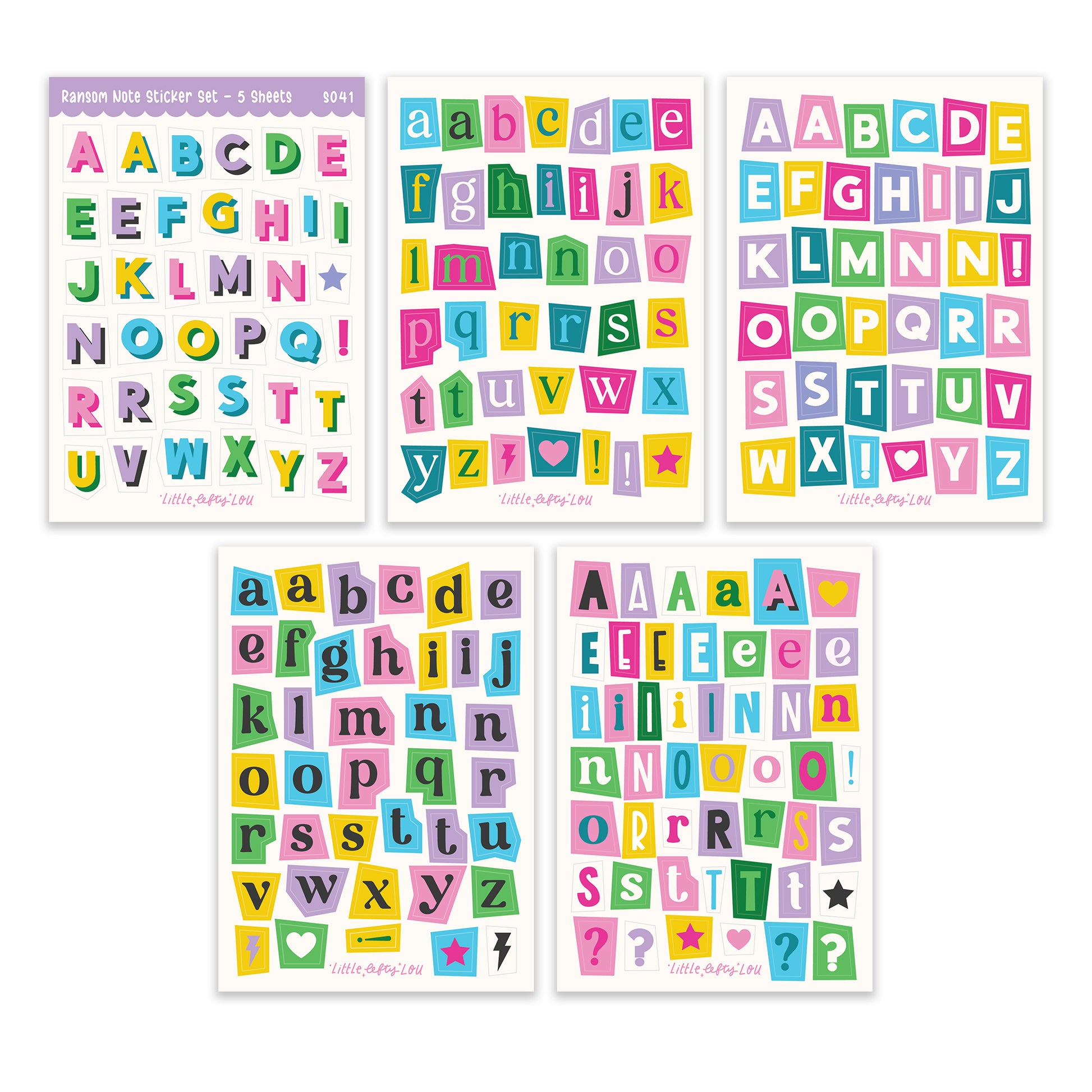 Ransom Note Sticker Set - 5 Sheets (S041) - Little Lefty Lou