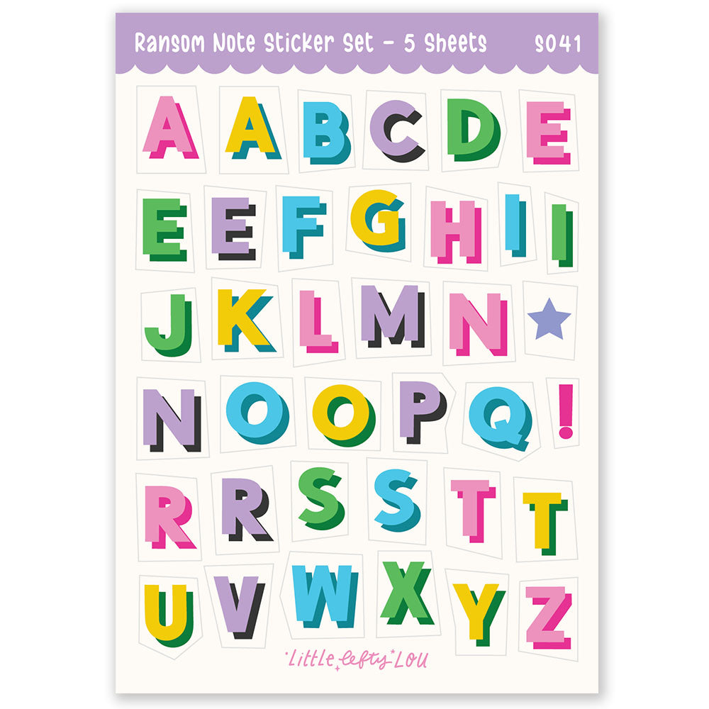 Ransom Note Sticker Set - 5 Sheets (S041) - Little Lefty Lou