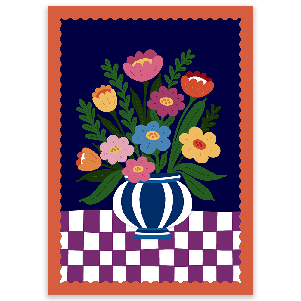 Retro Floral Bouquet Postcard