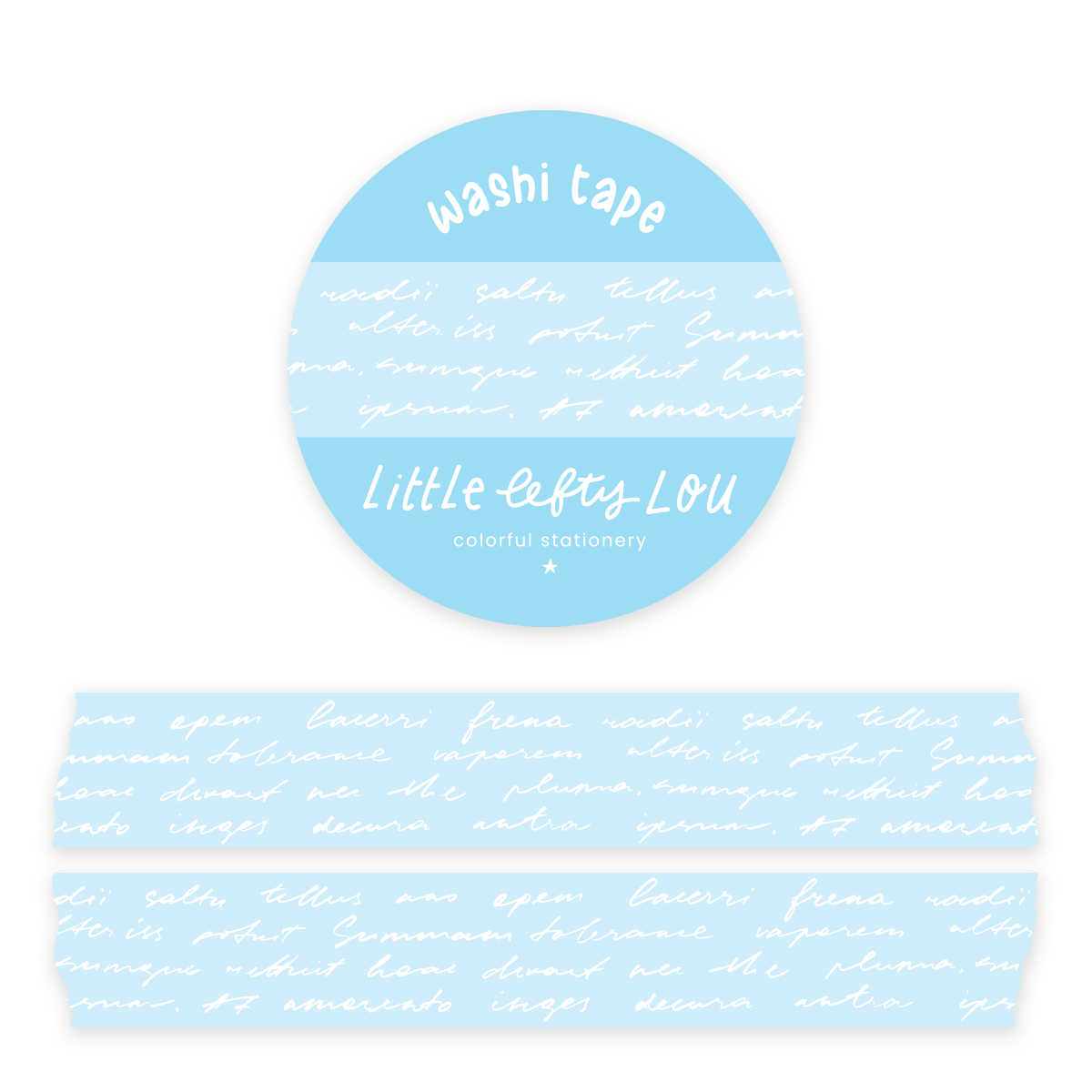 Script Light Blue Washi Tape - Little Lefty Lou