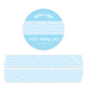 Script Light Blue Washi Tape - Little Lefty Lou