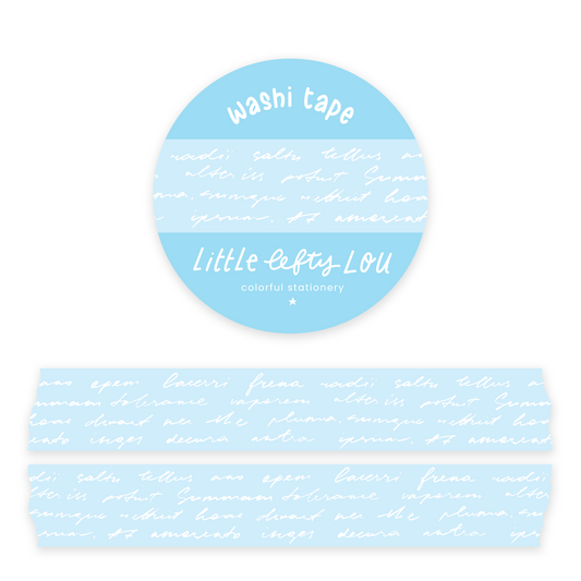 Script Light Blue Washi Tape - Little Lefty Lou