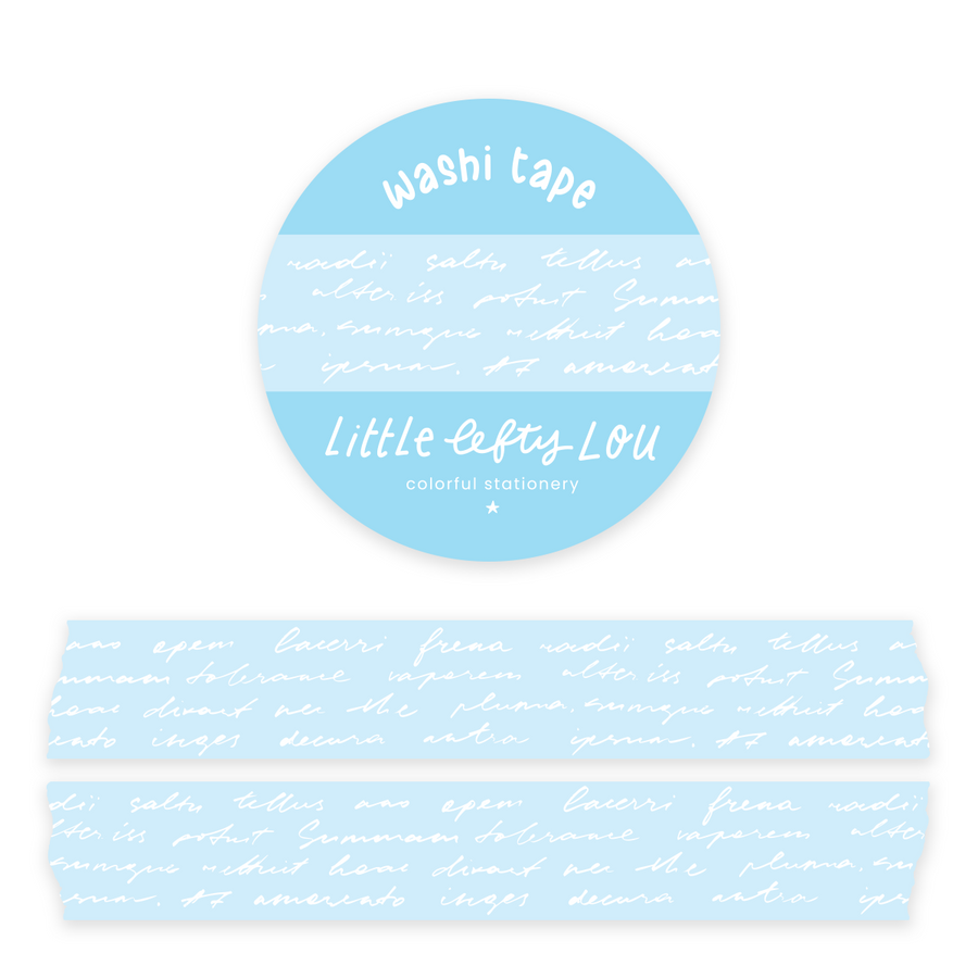 Script Light Blue Washi Tape - Little Lefty Lou
