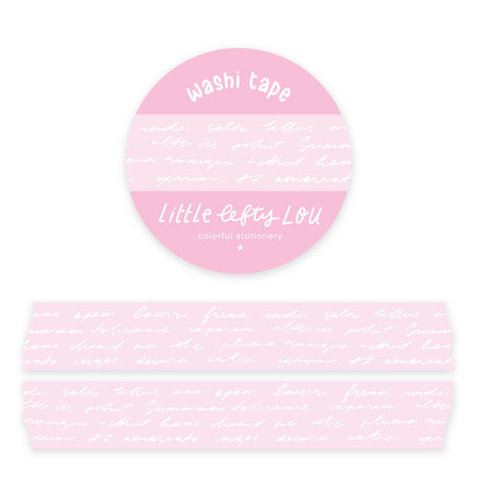 Script Light Pink Washi Tape - Little Lefty Lou