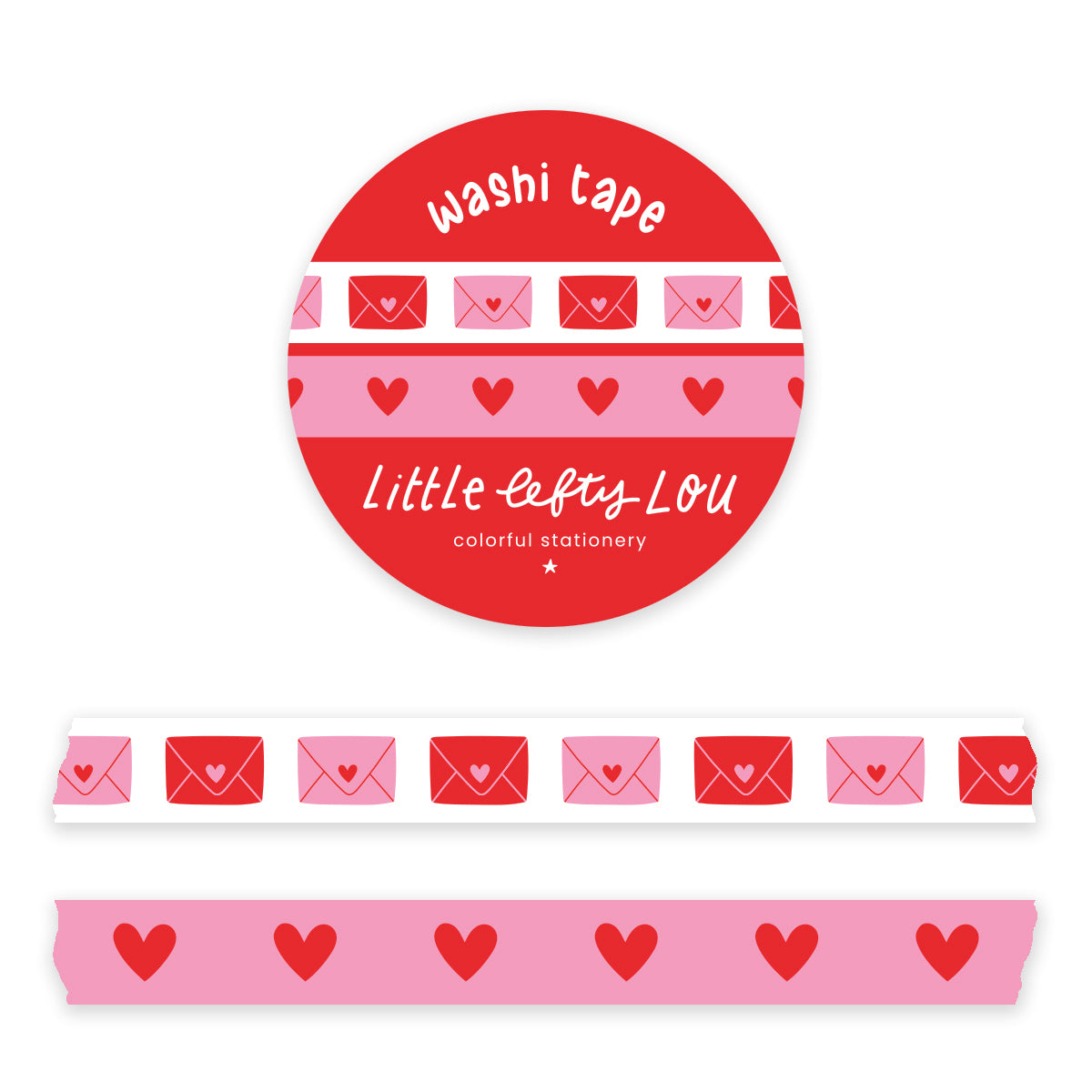 Enveloppen en Hartjes - 2 Smalle Washi Tapes - Little Lefty Lou