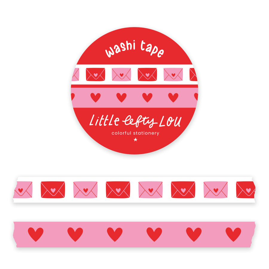 Enveloppen en Hartjes - 2 Smalle Washi Tapes - Little Lefty Lou