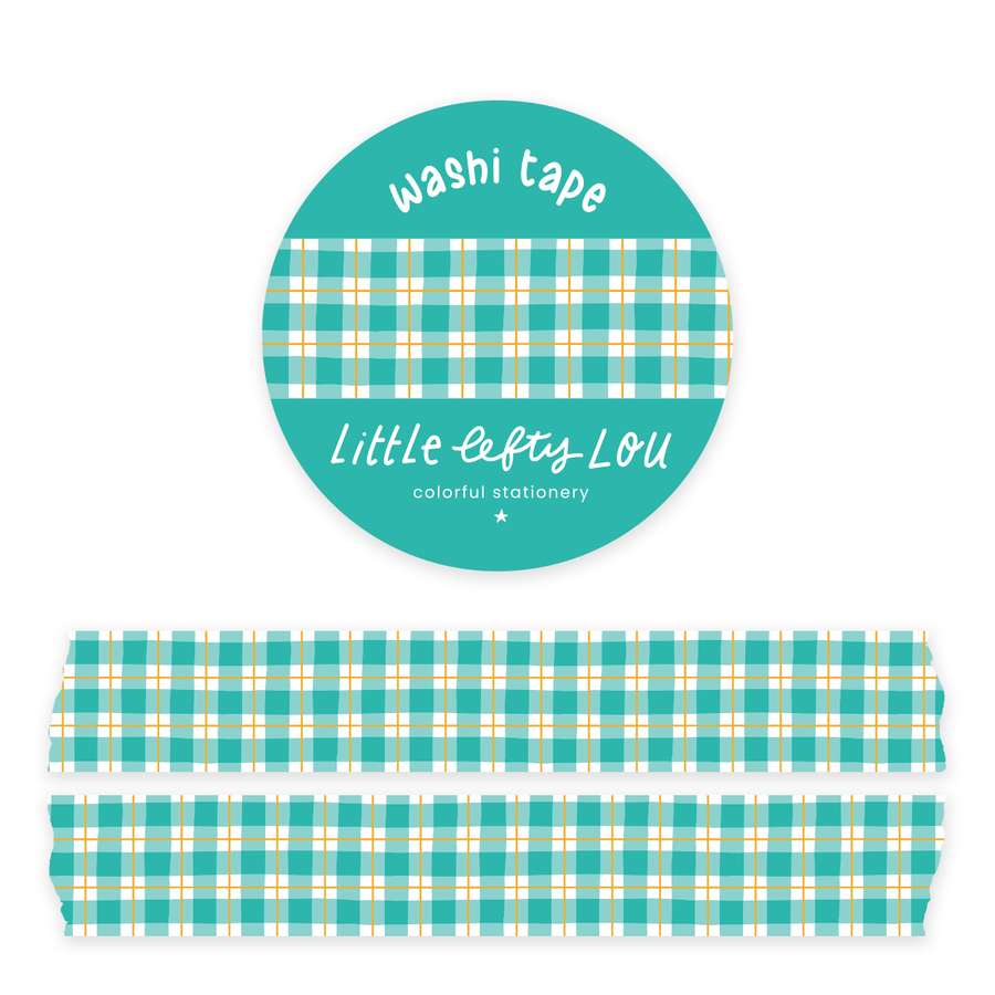 Teal Gingham Washi Tape