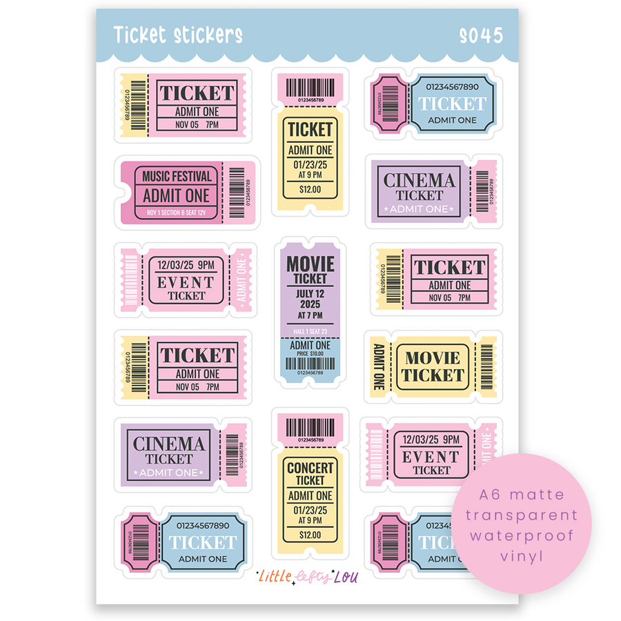 A6 Ticket Sticker Sheet (S045)