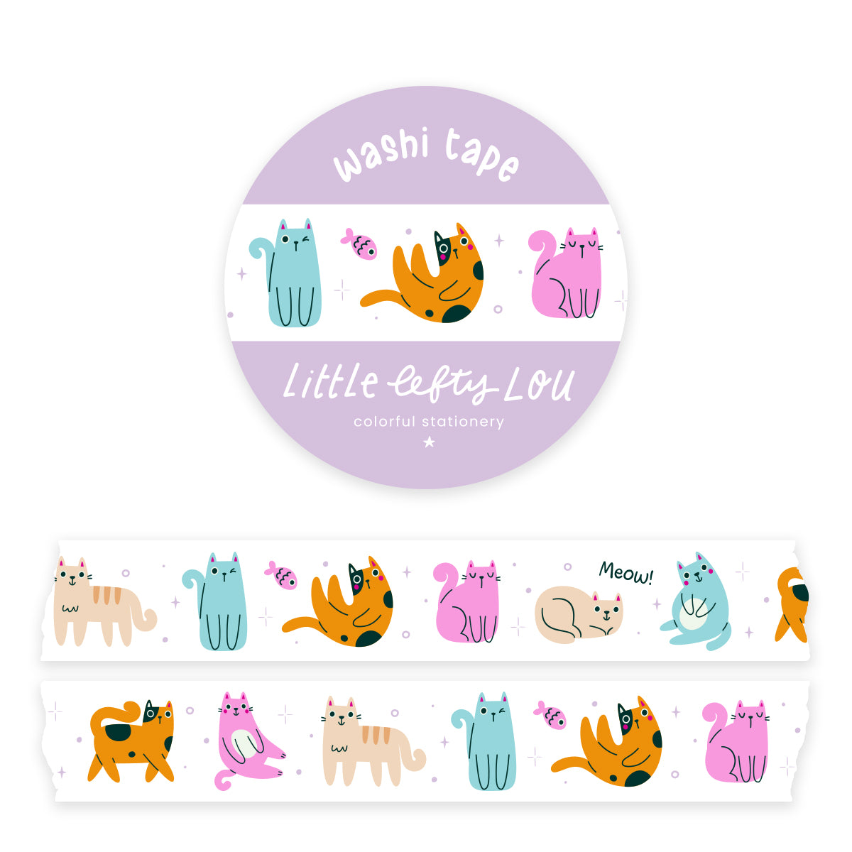 Colorful Cats Washi Tape - Little Lefty Lou