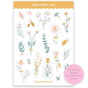 A6 Flower Sticker Sheet (S008)
