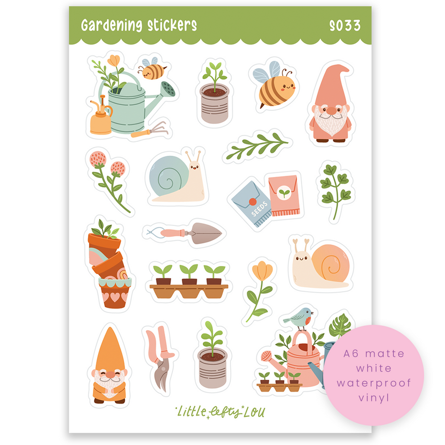 A6 Gardening Sticker Sheet (S033)