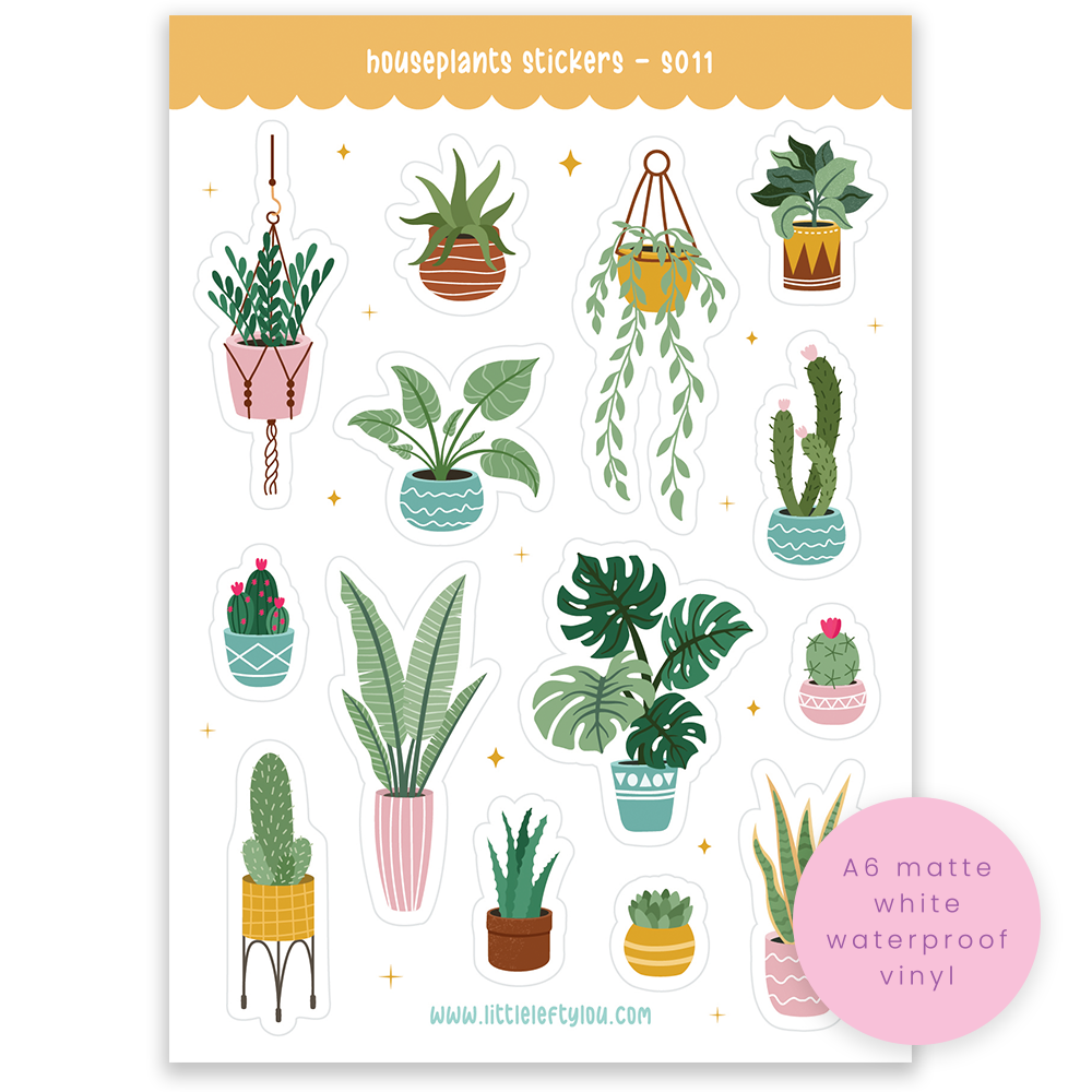 A6 Houseplants Sticker Sheet (S011)