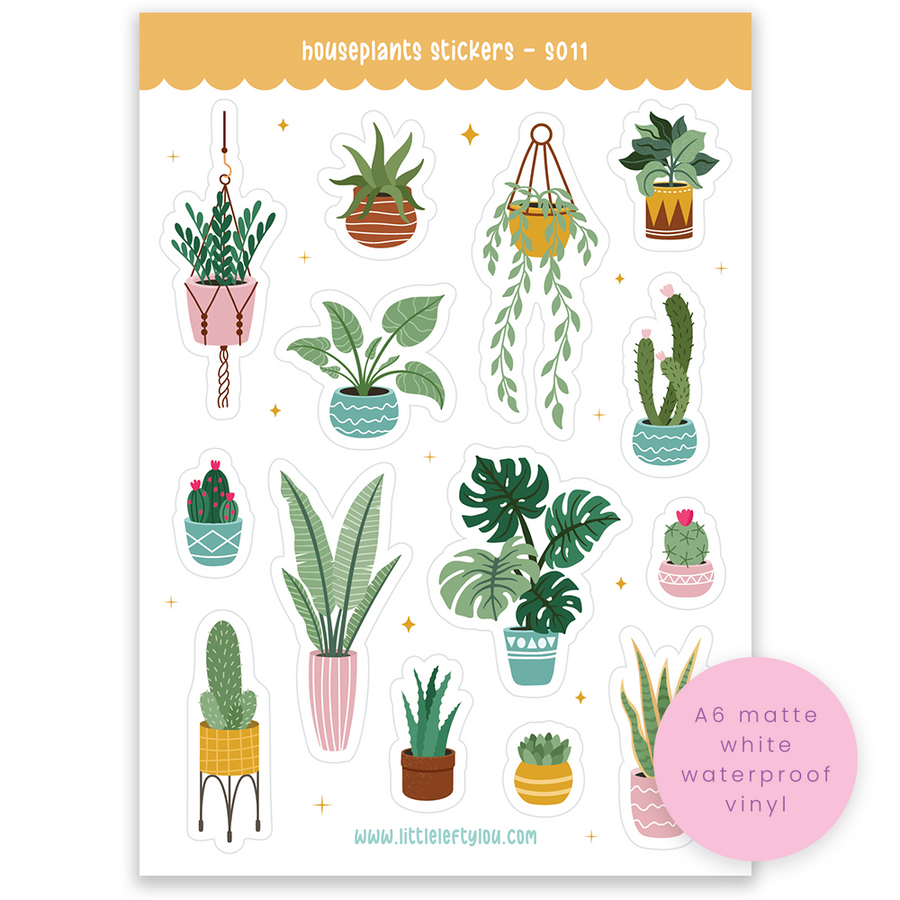 A6 Houseplants Sticker Sheet (S011)