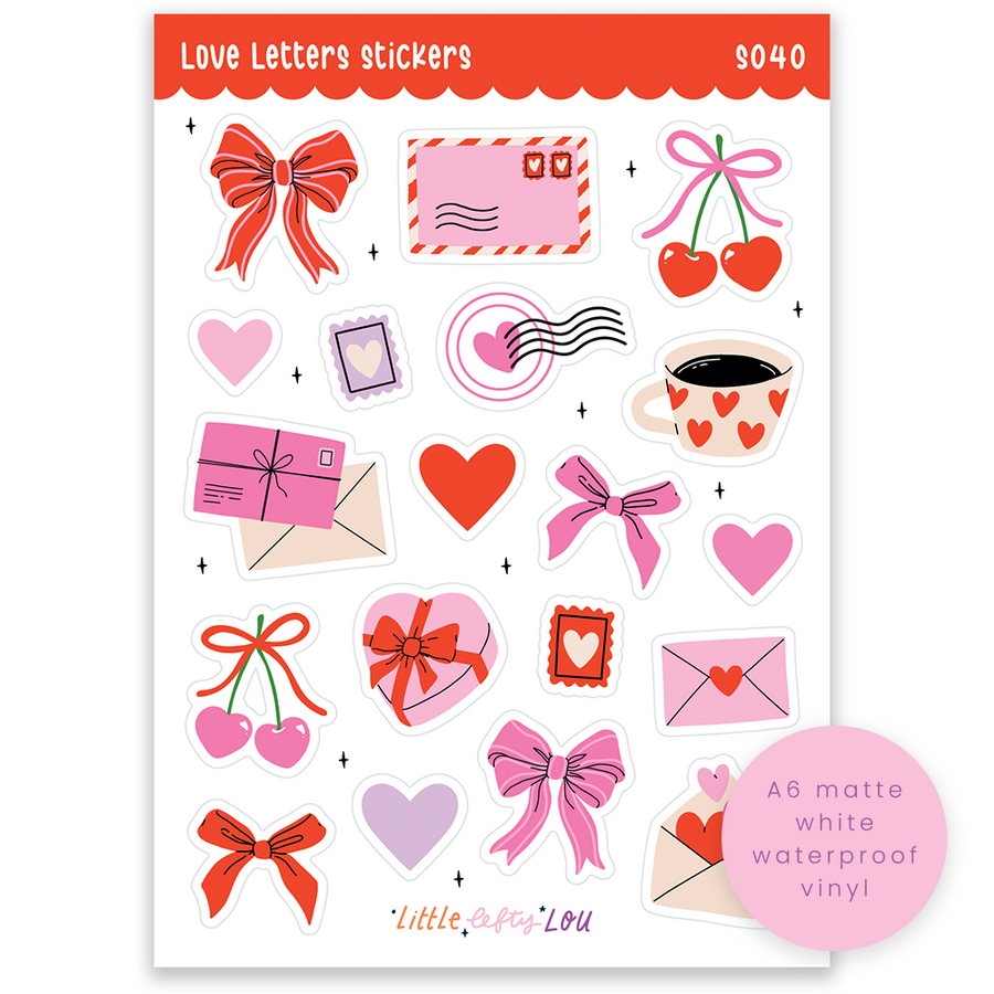 A6 Love Letters Sticker Sheet (S040)