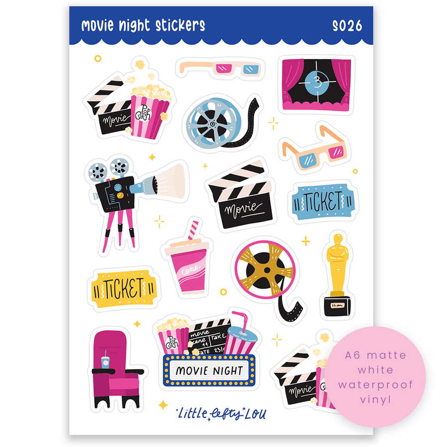 A6 Film Avond Sticker Sheet (S026)