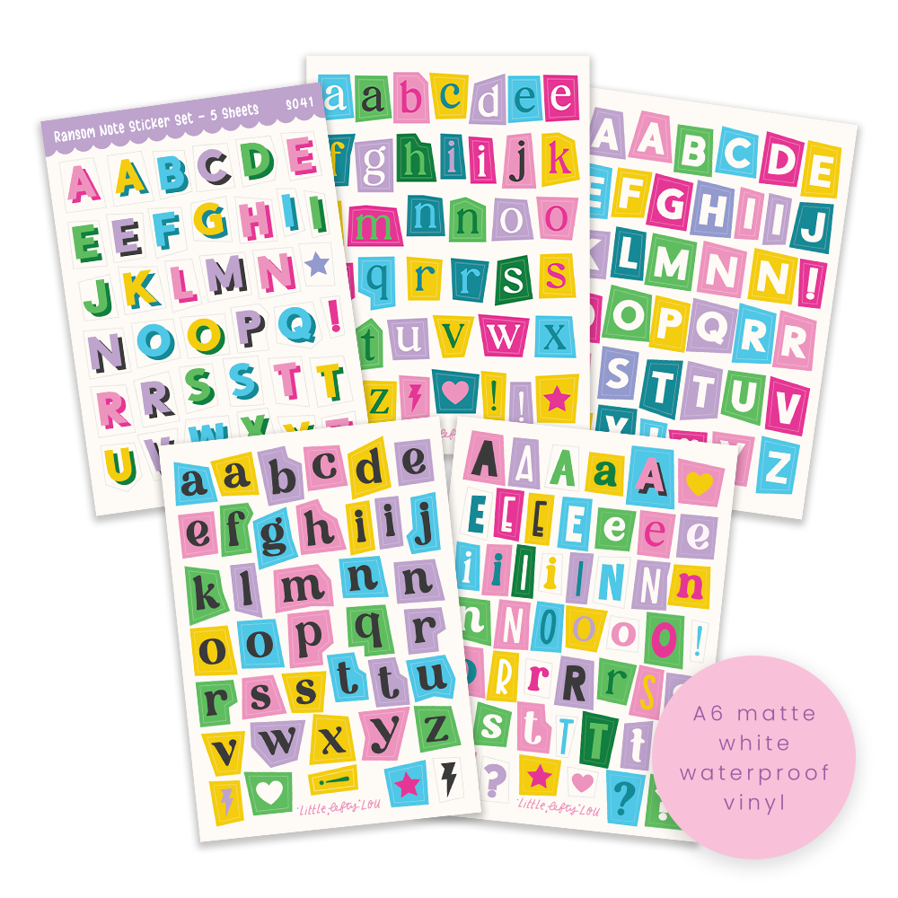 A6 Ransom Note Sticker Set - 5 Sheets (S041)