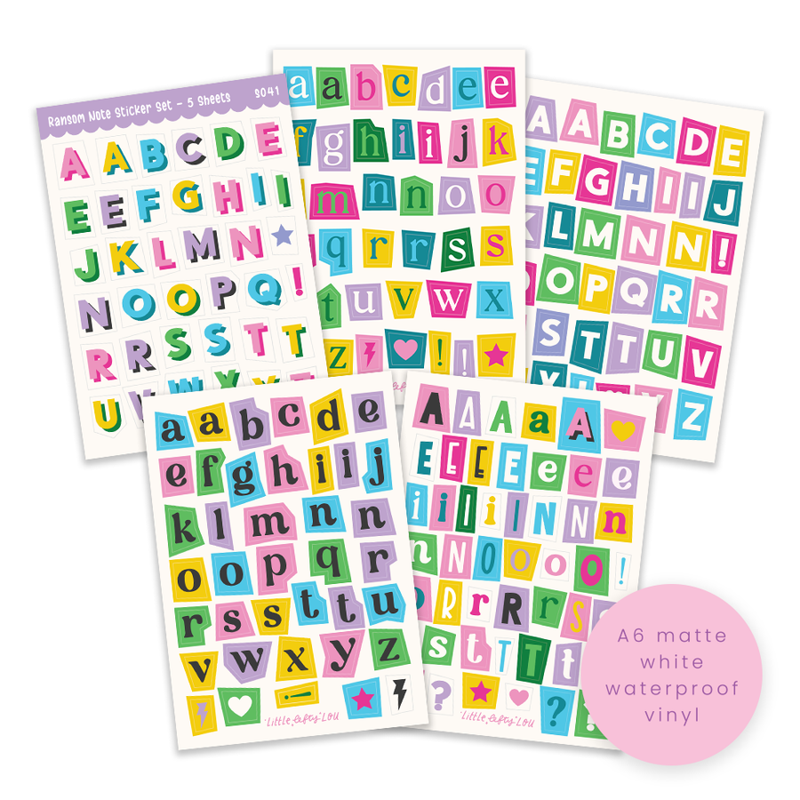 A6 Ransom Note Sticker Set - 5 Sheets (S041)