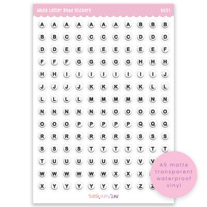 A5 White Letter Bead Sticker Sheet (S051)