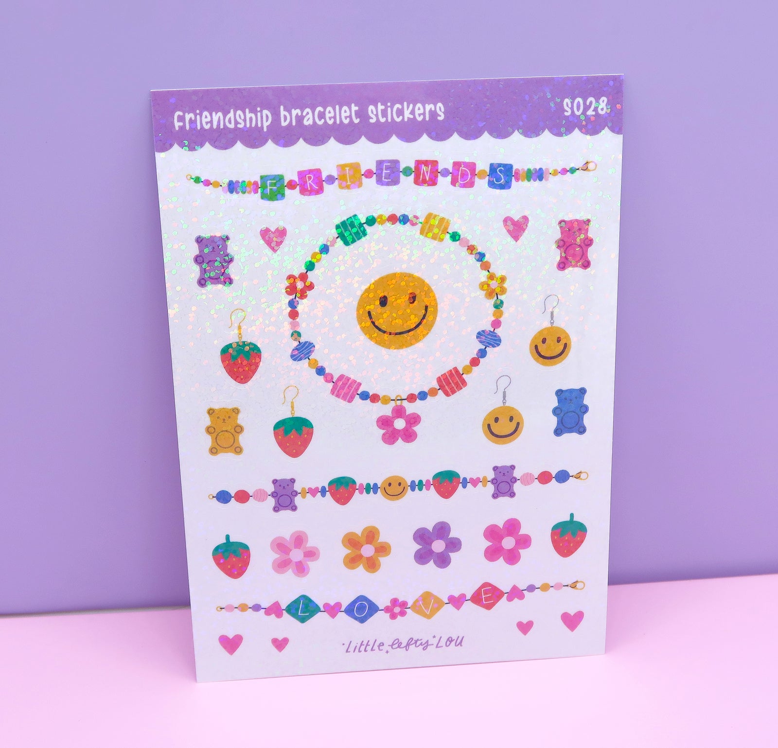 Holo Glitter Friendship Bracelet Stickers (S028) - Little Lefty Lou