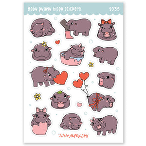 Baby Pygmy Hippo Stickers (S035) - Little Lefty Lou