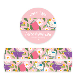 Books And Flowers Pink Washi Tape - Little Lefty Lou