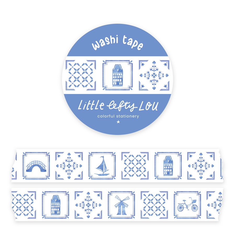 Delft Blue Tiles Washi Tape - Little Lefty Lou