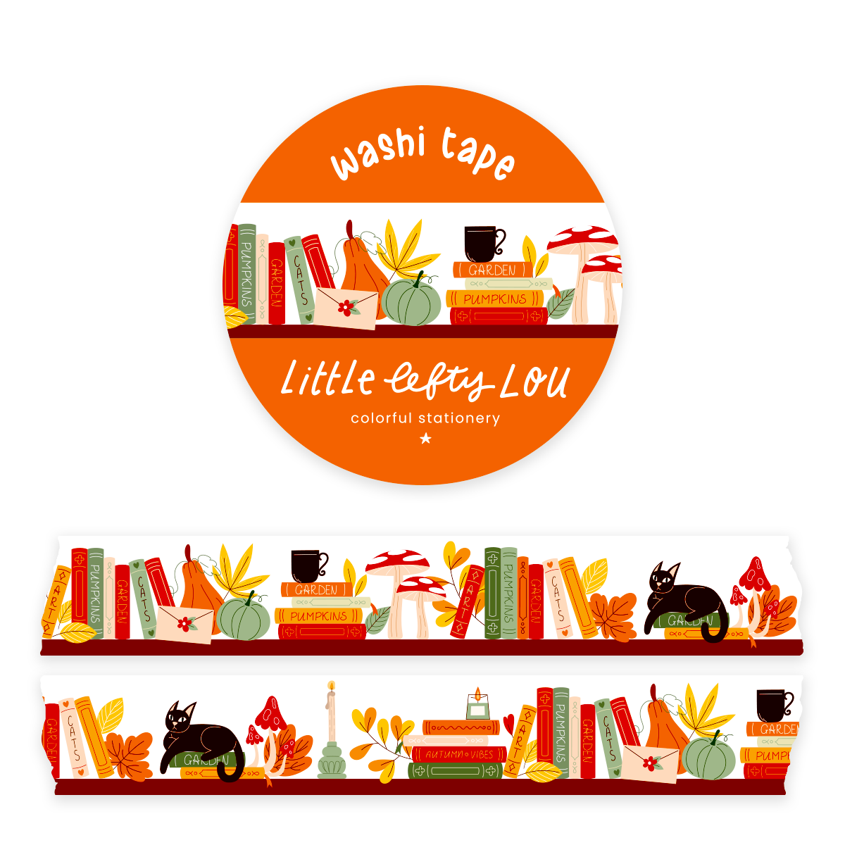Fall Bookshelf Washi Tape