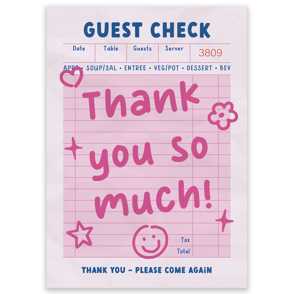 Thank You Guest Check Postcard
