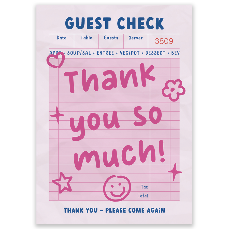 Thank You Guest Check Postcard