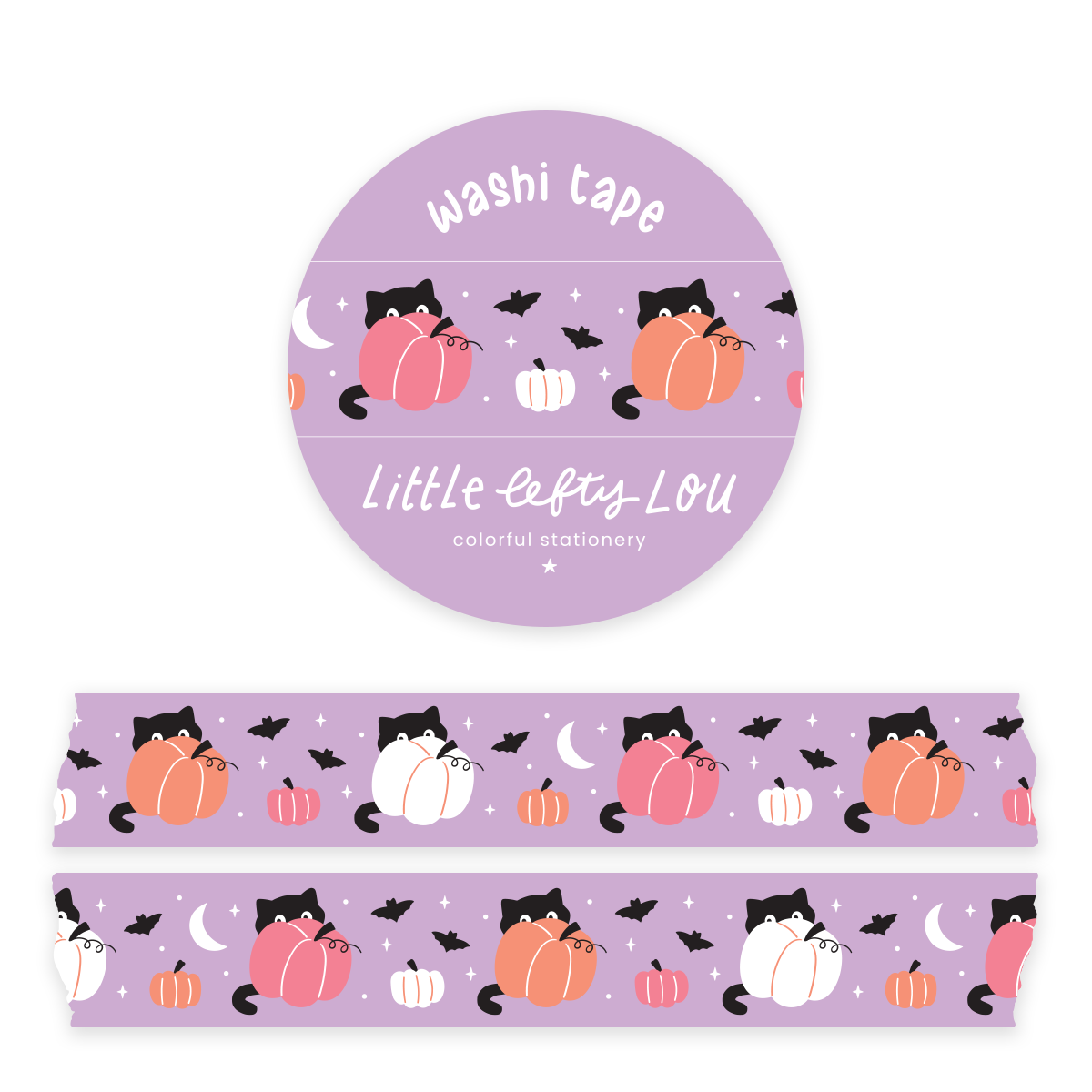 Sneaky Cat Behind Pumpkin Washi Tape - Little Lefty Lou