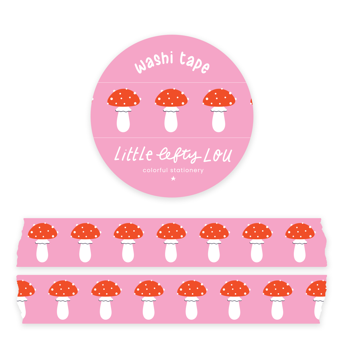 Pink Mushrooms Washi Tape - Little Lefty Lou